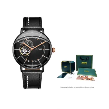 DOM Hollow Series Automatic Mechanical Movement Watch Men's Watches Black Dial 6923411121130