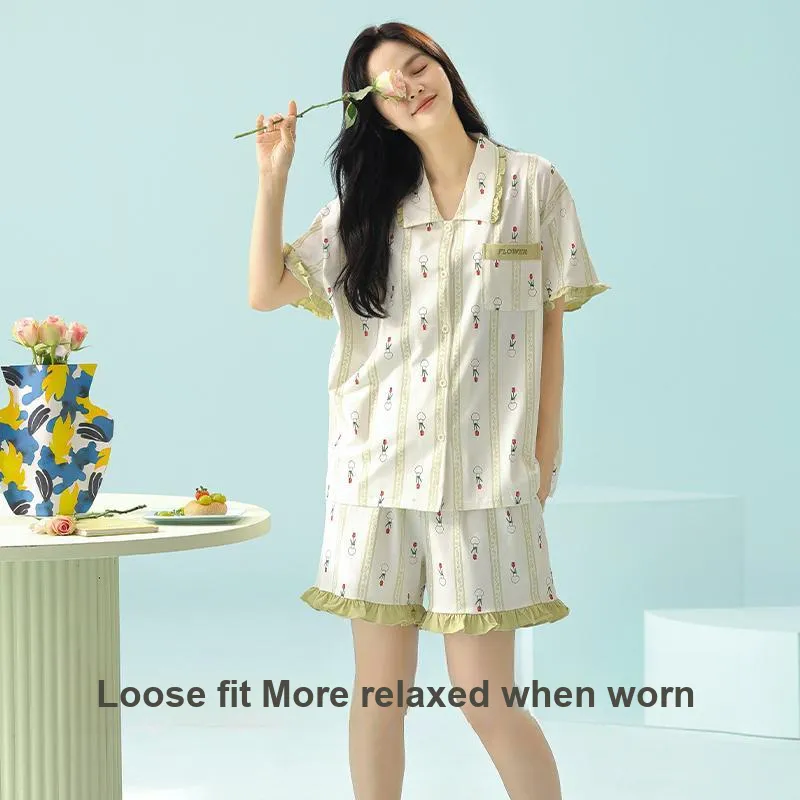 XIAFENYAN Pajama Set Women's Green-5