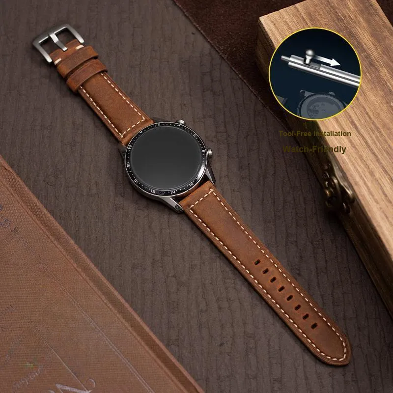 LOVINGCOOL Watch Band Huawei Compatibility Genuine Leather Material-3