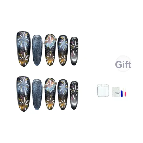 JINGCHANXUE Искрящийся Аврора Радужный Фейерверк False Nail Овал Радуга Smudge Кошачий глаз 16mm