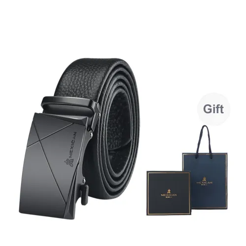 MEXICAN Matte Automatic Buckle Trendy Pants Belt Cow Leather Belts Men's Width 3.5CM