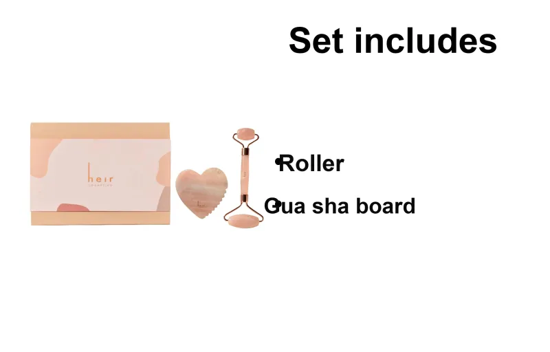 Heir Pink Crystal Face Massage Set Lifting Wheel+Gua Sha Board-1