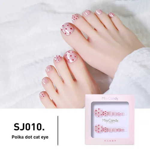 Miss Candy Polka Dot Кошачий глаз False Nail Короткий Квадрат Wa Круглый Розовый Однотонный