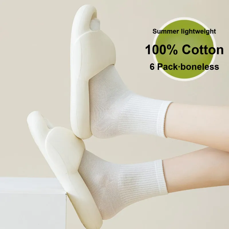 H YXIANG Mid Calf Socks Women's 6 Pack-3