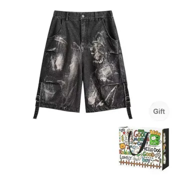 BVODE Denim Shorts Women's Black Gray Shopping Bag