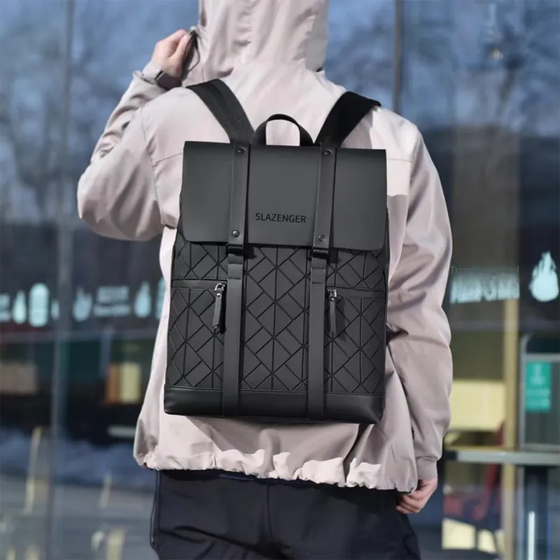 Slazenger PU Backpack Regular Unisex Obsidian Black-3