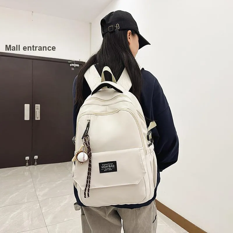 OUZIHUANG Nylon Backpack Unisex Black/White/Red/Khaki/Blue-8