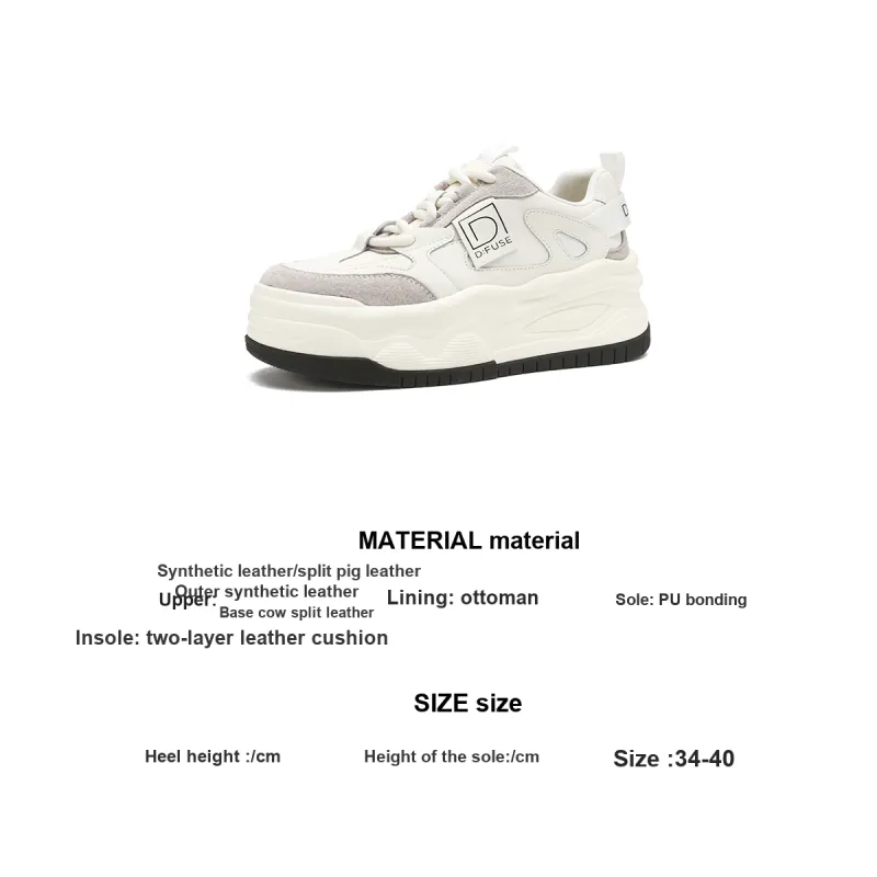 D:FUSE SCANDINAVIA Wear-Resistant Lightweight Height Increasing Low-Top Stylish Skateboarding Shoes Women's-6