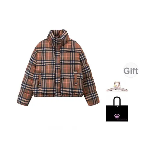 Aimilian Хаки Клетка Женские Пуховики