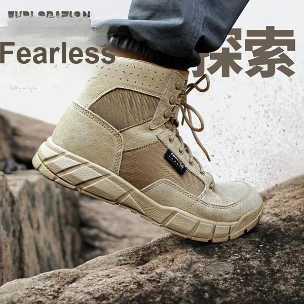 FFREE SOLDIER Abrasion Resistant Slip Resistant Mid Top Outdoor Shoes Men's Black-4