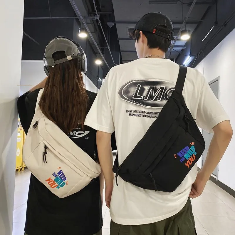 KAKAXI Nylon Sling Bag Crossbody Bag Shoulder Bag Fanny Pack Regular Unisex Black/White-7
