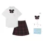 Jingsiyue Short-Sleeved+Spade Red Plaid Skirt+Matching Bow Tie