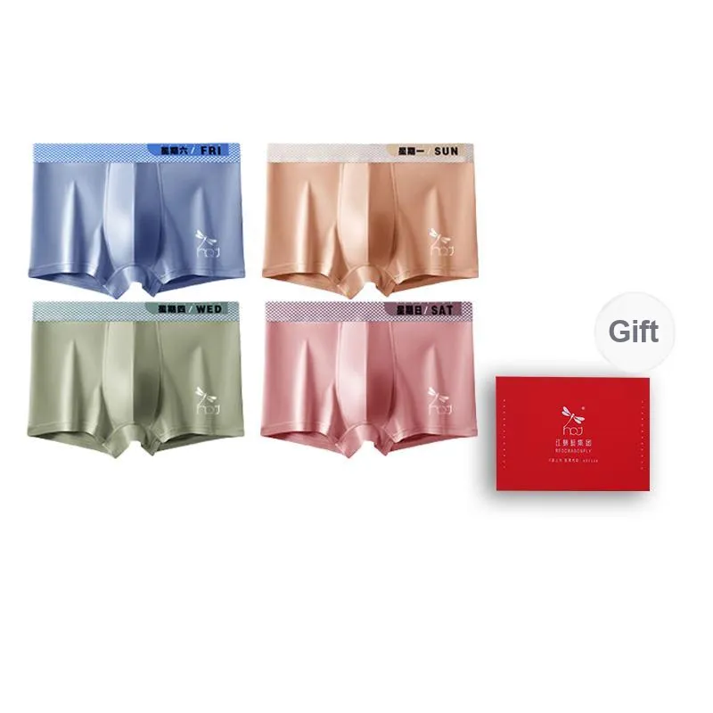 RED DRAGONFLY Cotton Panties Men's 4 Pack Gift Box Set-8