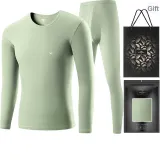 Men's Crew Neck Clothing Sets (Gray Green) 100% cotton Antibacterial/High-Rebound Soft