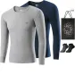 100% cotton Crew Neck 2 Pack (Light Gray+Navy Blue) with 2 Pack Socks+Shopping Bag