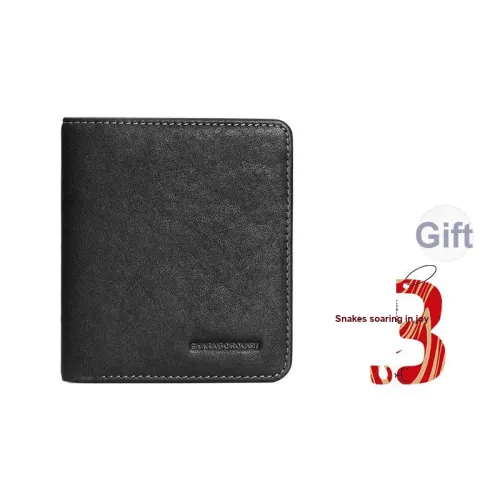 Sharkborough Vegetable Tanned Cow Leather Wallet Money Clip, Wallet, Card Holder Regular Men's Black