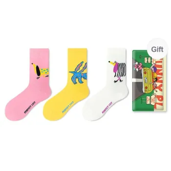PL Mid Calf Socks Unisex Shopping Bag 3 Pack Mixed Color
