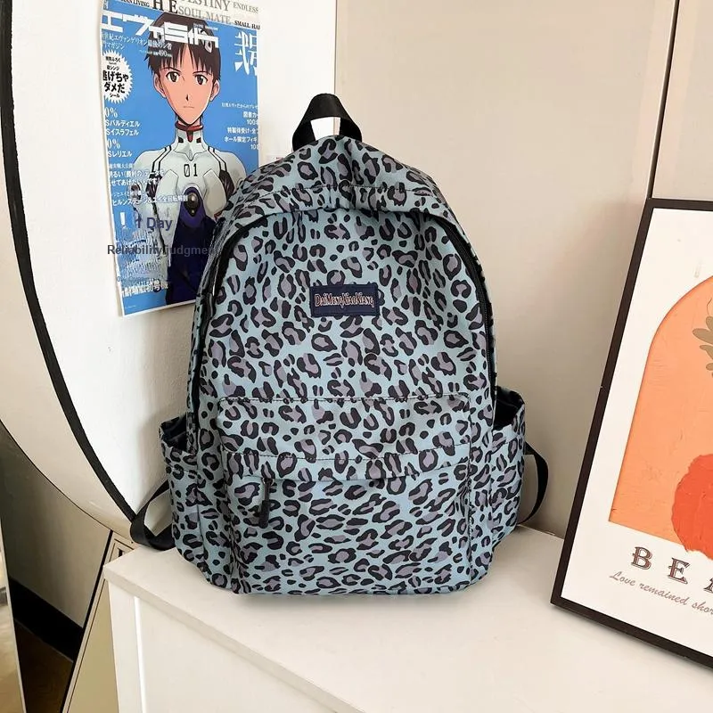 KAMLUI Canvas Bag Backpack Regular Unisex Pink Leopard Print/White Leopard Print/Brown Leopard Print/Blue Leopard Print-26