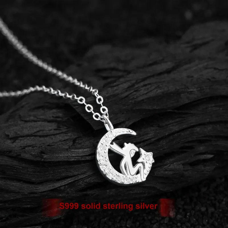 Happy Tide S999 Fine Silver Necklaces Women's-3