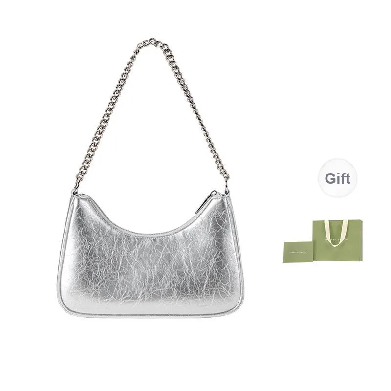 VANESSA HOGAN Vh Classic Series Cow Leather Shoulder Bag Chain Shoulder Bag Small Size Women's Silver/Black-18