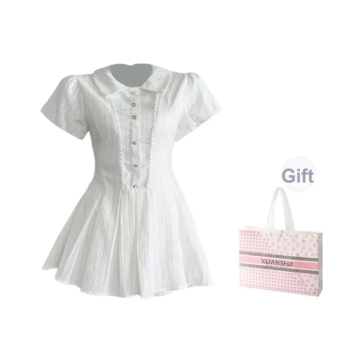 XUANSHU Короткий рукав Платье Женское Белое