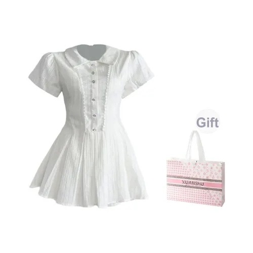 XUANSHU Короткий рукав Платье Женское Белое