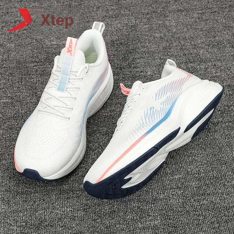 XTEP Cushioning Lightweight Low Top Running Shoes Men's White Blue-10