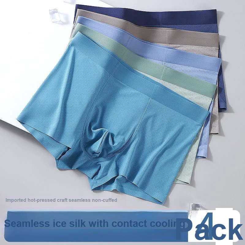 RED DRAGONFLY Ice Silk Underpants Seamless Skin Friendly Comfortable Men's Gift Box Combination-5