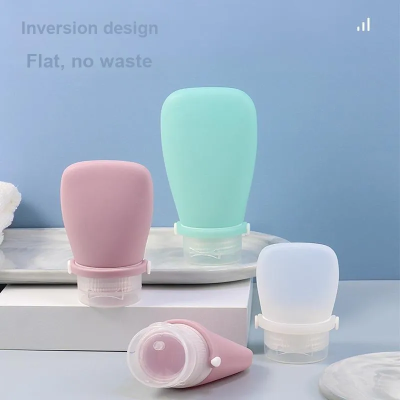 JINGLINGLONG Silicone Lace Up Travel Makeup Bag Set With Cosmetics Shampoo Shower Gel And Small Empty Bottles-1