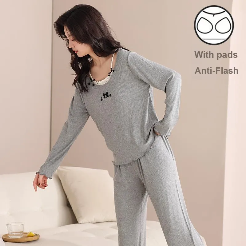 O'MESIK Pajama Set Women's Gray-5