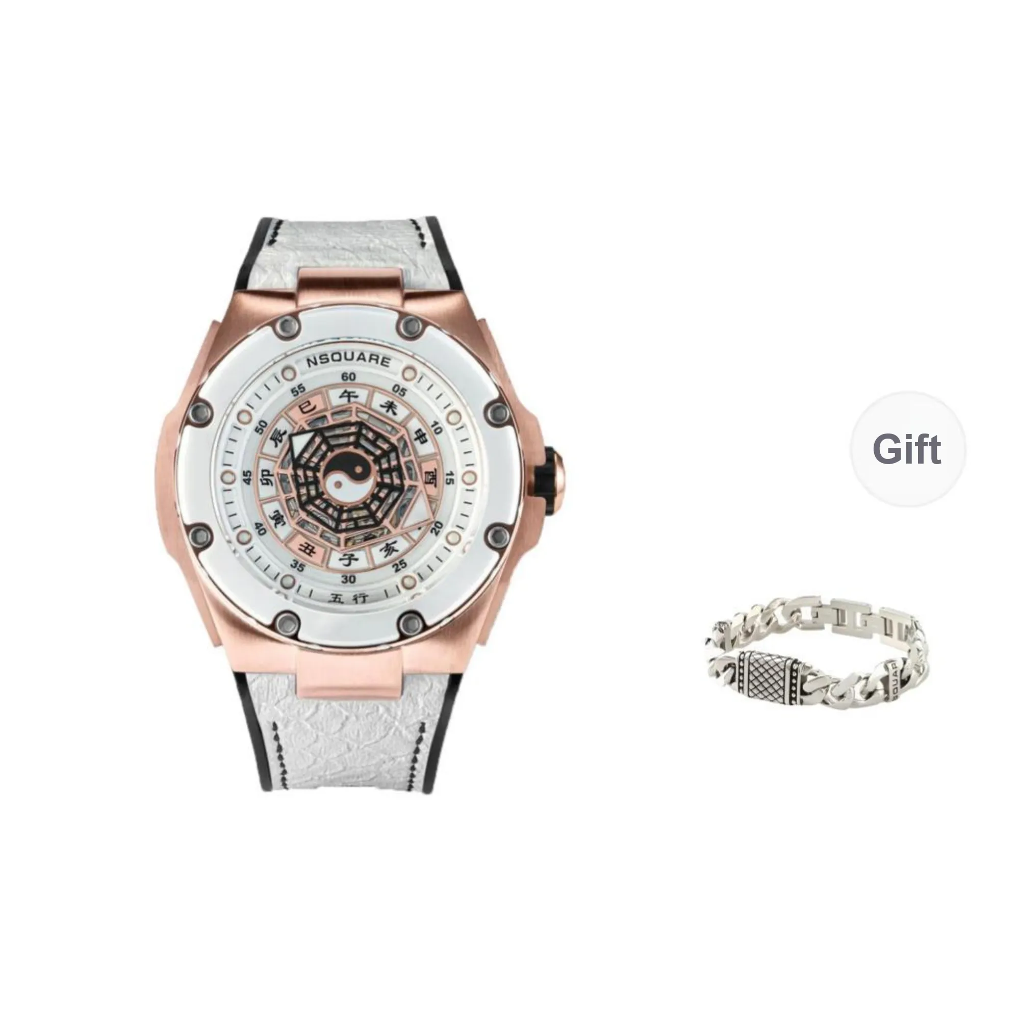NSQUARE Metallic Automatic Mechanical Movement Watch Men's Watches White Dial