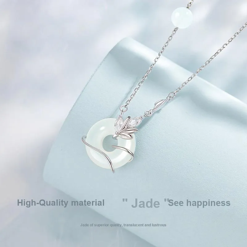 MOLADY Chalcedony S925 Silver Natural Jade Necklace For Women's Women's-2