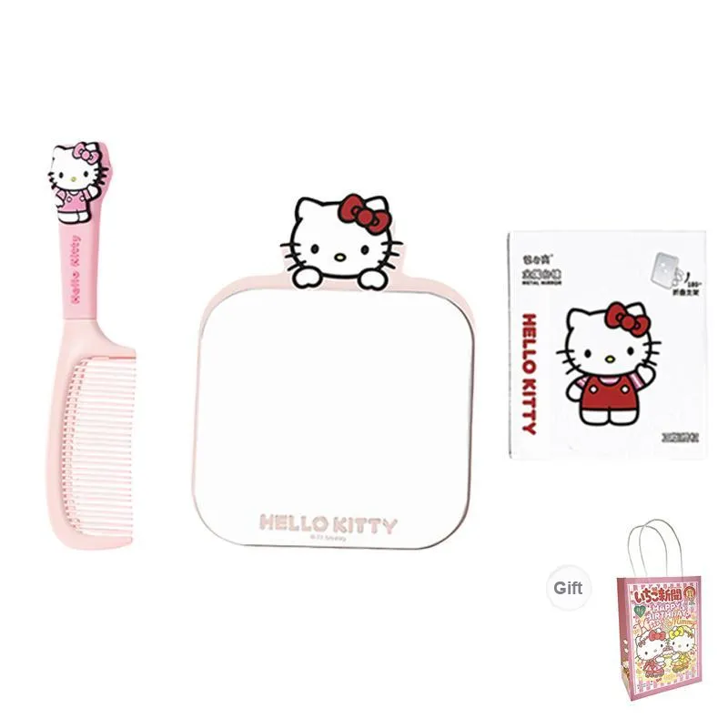 ALL SERIES x Sanrio Cartoon Iron Metal Mirror Comb Set Dormitory Essentials Dormitory Home Use Bedroom Desktop-40