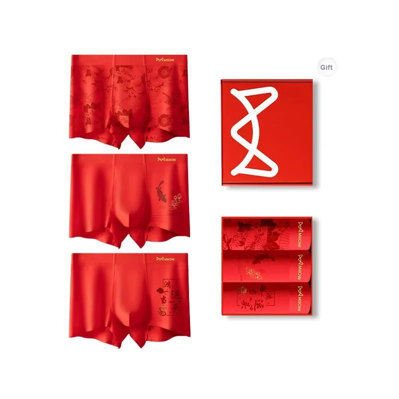 MIIOW Underpants Men's 3 Pack Red-5