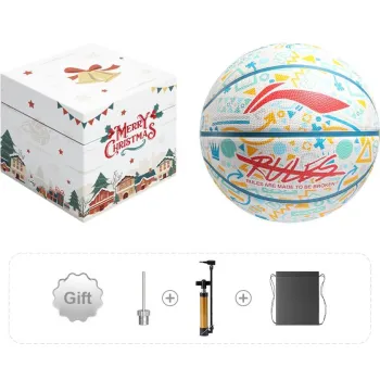 LiNing Badfive Rubber Basketball White/Orange Geometric Graffiti Size 7 Ball Training