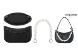 [MLB Black Shoulder Bag with Black Dralon Liner]+2.0 Wide Pearl Infinity Clasp Silver 38cm