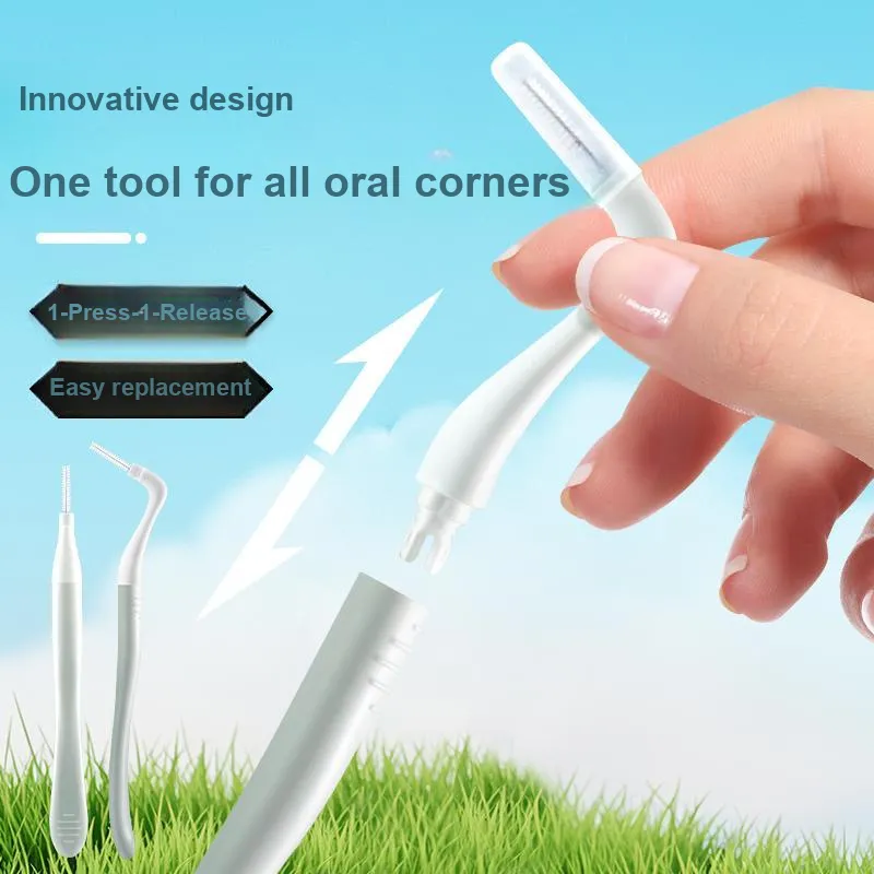 HTOOTH Replaceable Brush Head Fine Tip Portable Interdental Brush For Cleaning Interdental Spaces-2