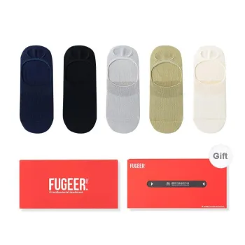 FUGEER No-Show Socks Men's Box 5-Pack