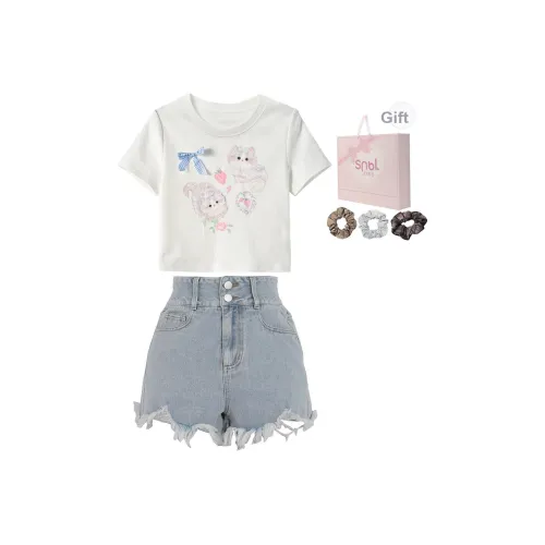 Snbl T Рубашка + Джинсы Женские Повседневные Костюмы