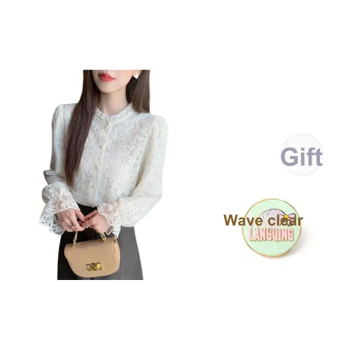 LANGQING Абрикос Giveaway Бренд Наклеенный Женские Рубашки