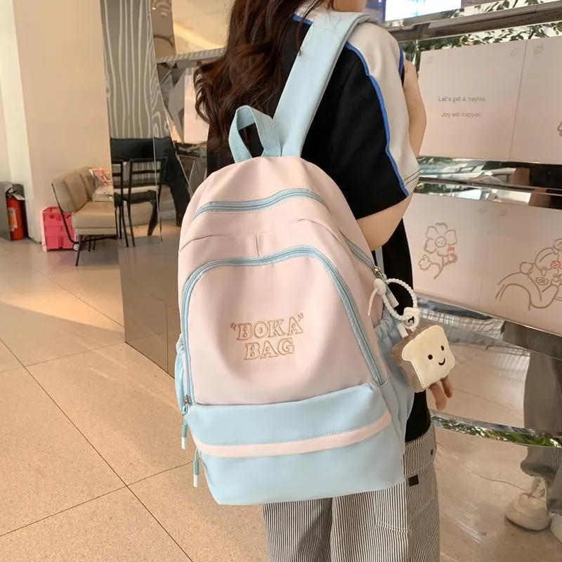 Alcohol Dragon Nylon Backpack Regular Unisex Black/Yellow Green/Blue Pink/Coffee/Red-11
