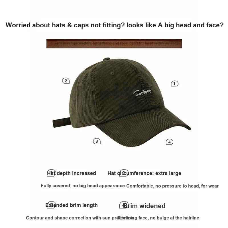 Big Head Planet Corduroy Baseball Caps Unisex-10