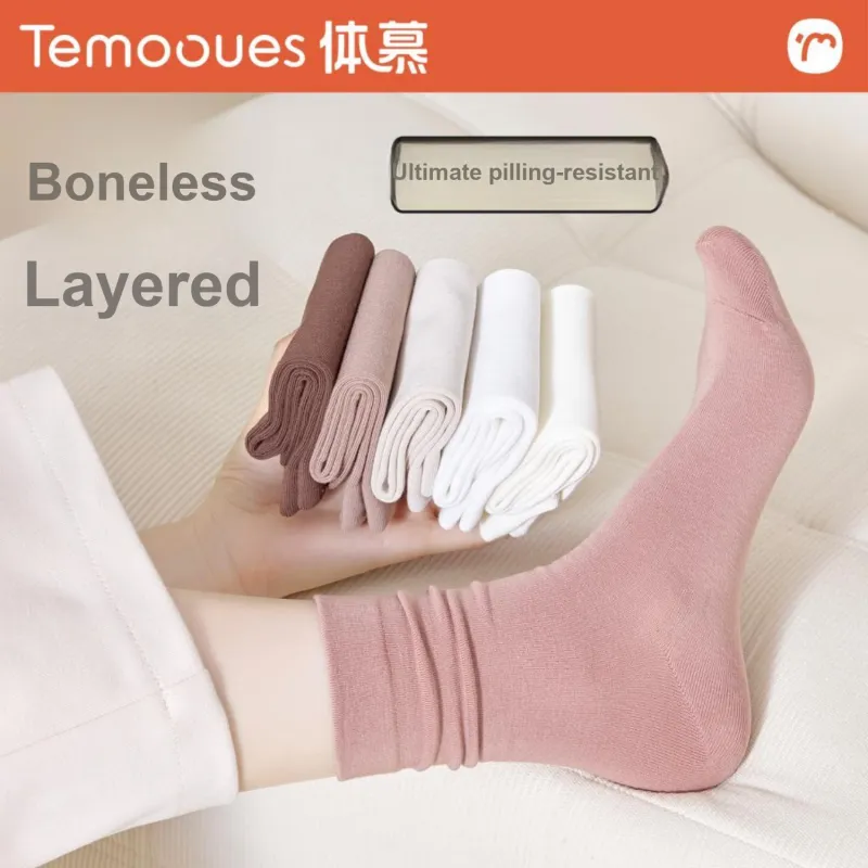 Temooues Mid Calf Socks Women's Combo Set-4