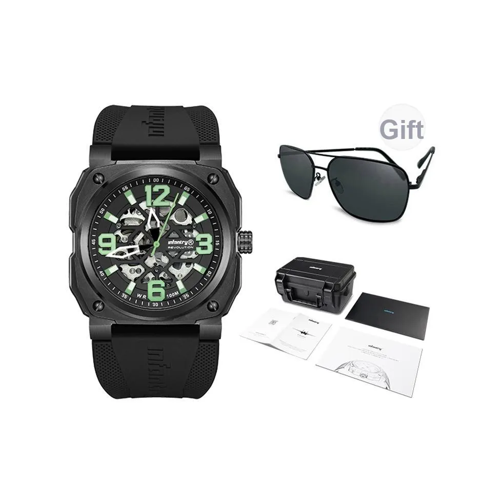 INFANTRY EAGLE Thunder Avant Garde Коллекция Механические часы Мужские часы с открытым механизмом и циферблатом