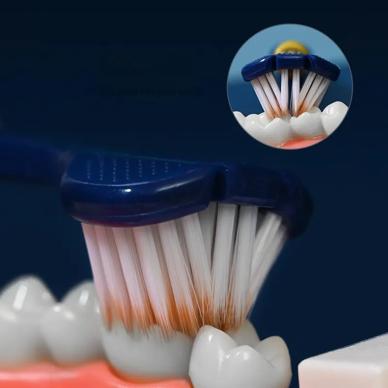 KAMEIER K192 Blue White Three Sided Toothbrushes Soft Gum Protection With Soft Bristles 6 Pcs Pack-1
