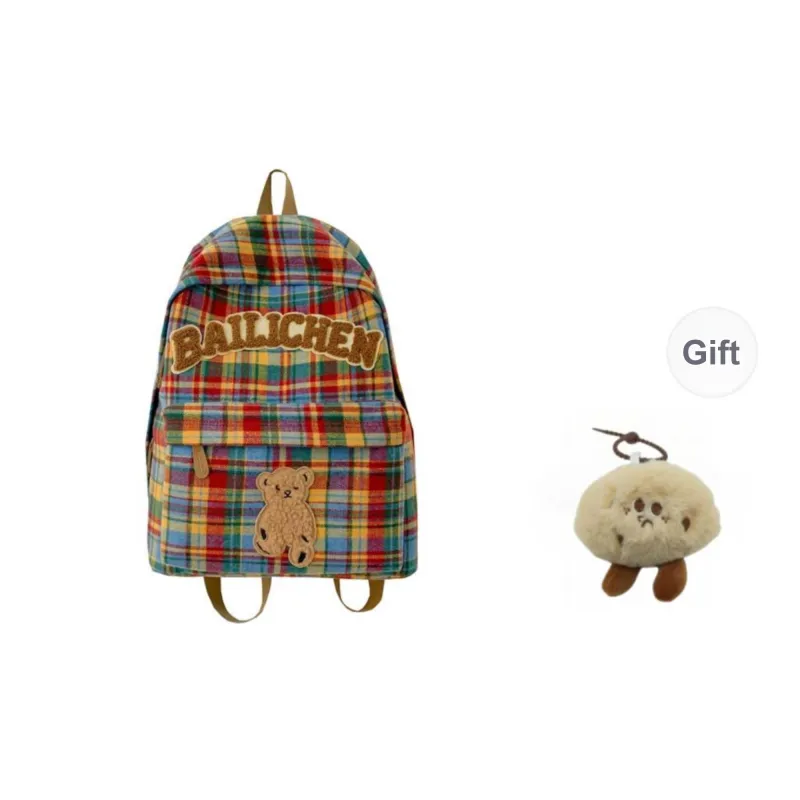 BRABOSTON Woolen Backpack Unisex Blue Orange/Beige Coffee Plaid/Red Blue Plaid/Coffee Khaki Plaid/Khaki Plaid-6