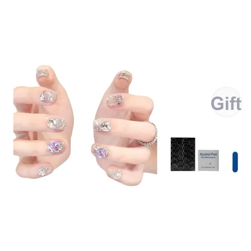 OUYUJI Handcrafted False Nail Короткий LADDER Короткий Квадрат Овал Многоцветный Smudge Стразы Украшенный