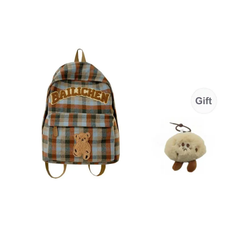 BRABOSTON Woolen Backpack Unisex Blue Orange/Beige Coffee Plaid/Red Blue Plaid/Coffee Khaki Plaid/Khaki Plaid-9