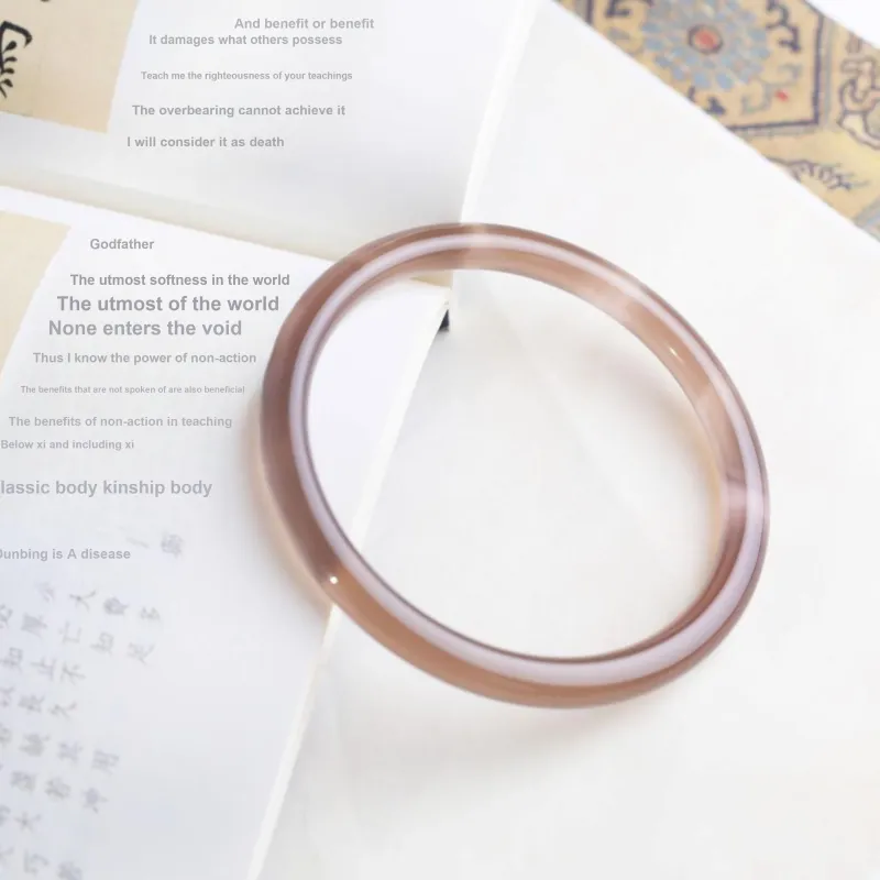 Clear Snow Chalcedony Jade Bangles Unisex-5