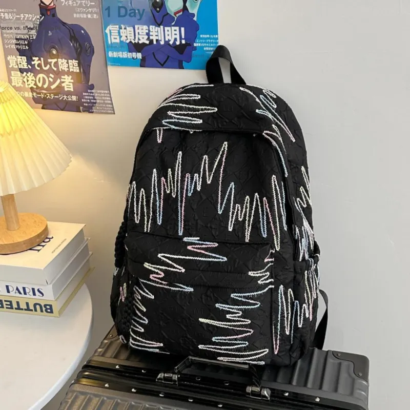 AIBAG Nylon Backpack Unisex White/Black/Yellow/Blue/Pink-9